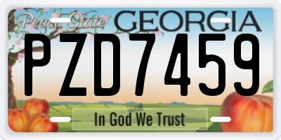GA license plate PZD7459