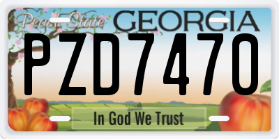 GA license plate PZD7470