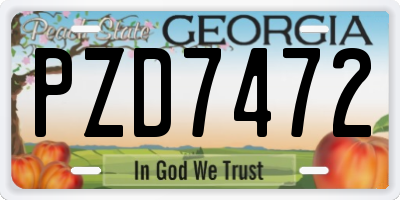 GA license plate PZD7472
