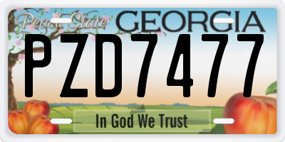 GA license plate PZD7477