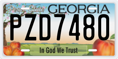GA license plate PZD7480