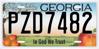 GA license plate PZD7482