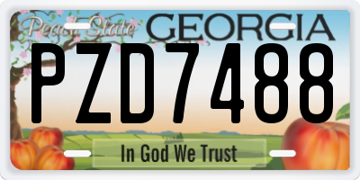 GA license plate PZD7488