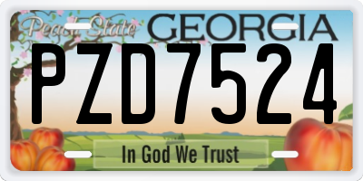 GA license plate PZD7524