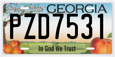 GA license plate PZD7531