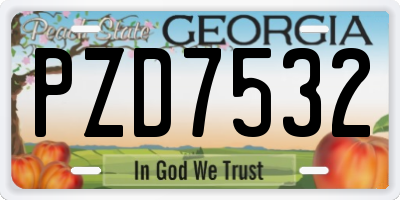 GA license plate PZD7532