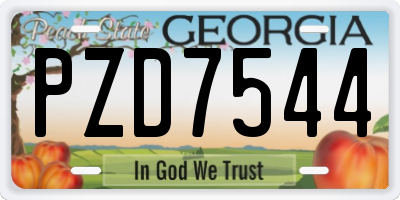 GA license plate PZD7544