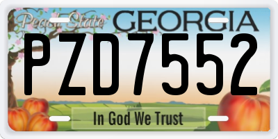 GA license plate PZD7552