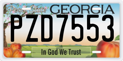 GA license plate PZD7553