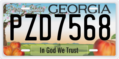 GA license plate PZD7568