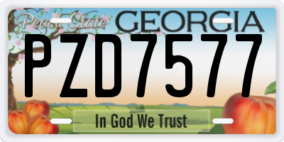 GA license plate PZD7577
