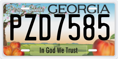 GA license plate PZD7585