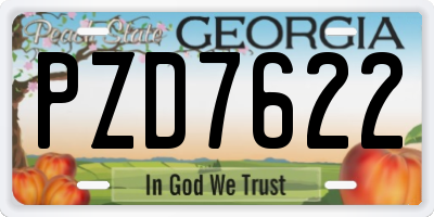 GA license plate PZD7622
