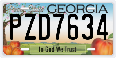 GA license plate PZD7634