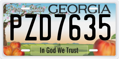 GA license plate PZD7635