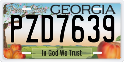 GA license plate PZD7639