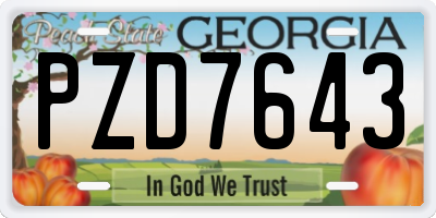 GA license plate PZD7643