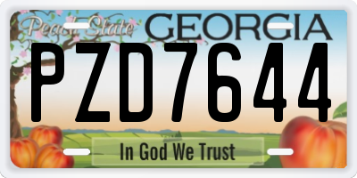 GA license plate PZD7644