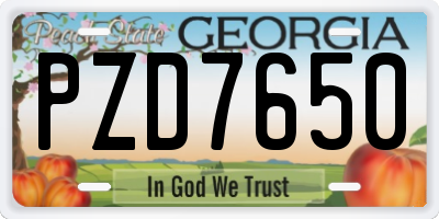 GA license plate PZD7650