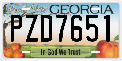 GA license plate PZD7651