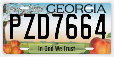 GA license plate PZD7664