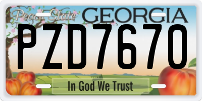 GA license plate PZD7670