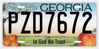 GA license plate PZD7672