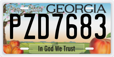 GA license plate PZD7683