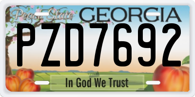 GA license plate PZD7692
