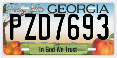 GA license plate PZD7693