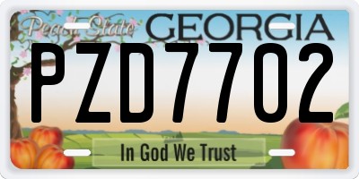 GA license plate PZD7702