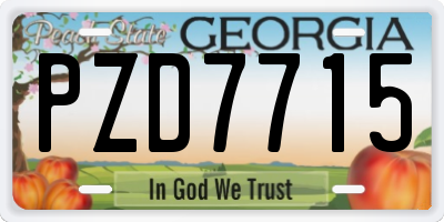 GA license plate PZD7715