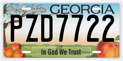 GA license plate PZD7722