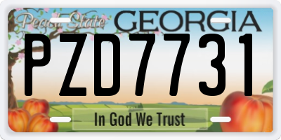 GA license plate PZD7731