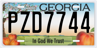 GA license plate PZD7744