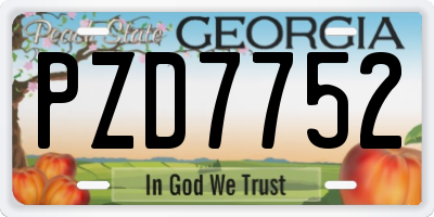 GA license plate PZD7752