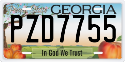 GA license plate PZD7755