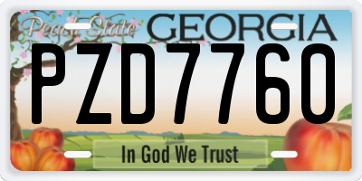 GA license plate PZD7760