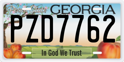 GA license plate PZD7762