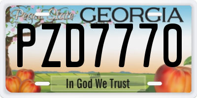 GA license plate PZD7770