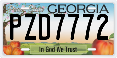 GA license plate PZD7772