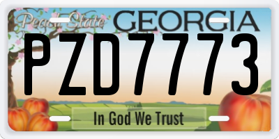 GA license plate PZD7773