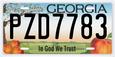 GA license plate PZD7783