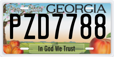 GA license plate PZD7788