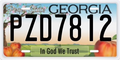 GA license plate PZD7812