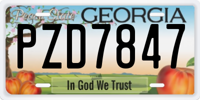 GA license plate PZD7847