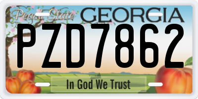 GA license plate PZD7862