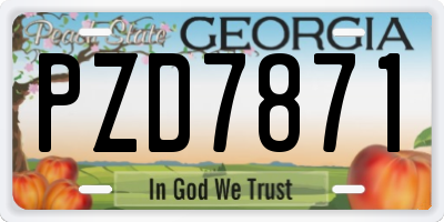GA license plate PZD7871