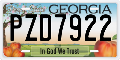 GA license plate PZD7922