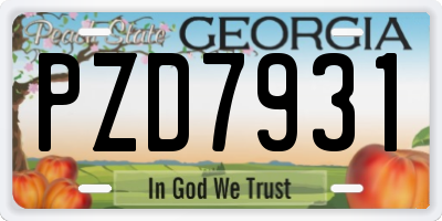 GA license plate PZD7931